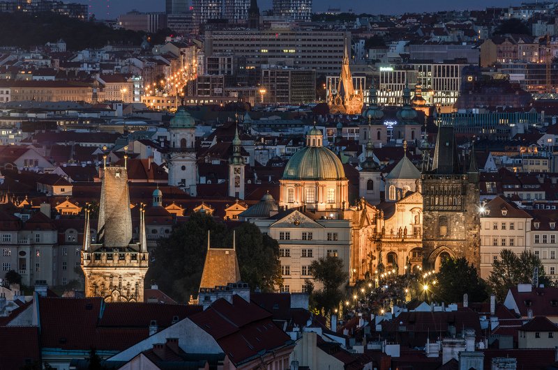 прага, ночь, город, башня, небо, облака, карлов мост, река, вода Ночная Прагаphoto preview