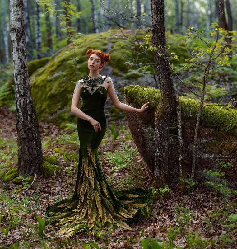 portreit people girl woman irinadzhul dzhulirina green forest trees Forest spiritphoto preview