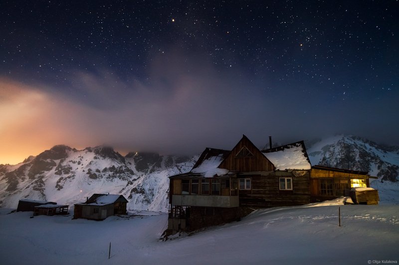 ночь, зима, горы, туюк-су, т-1, ледник, тянь-шань Ночь на станции Т-1photo preview