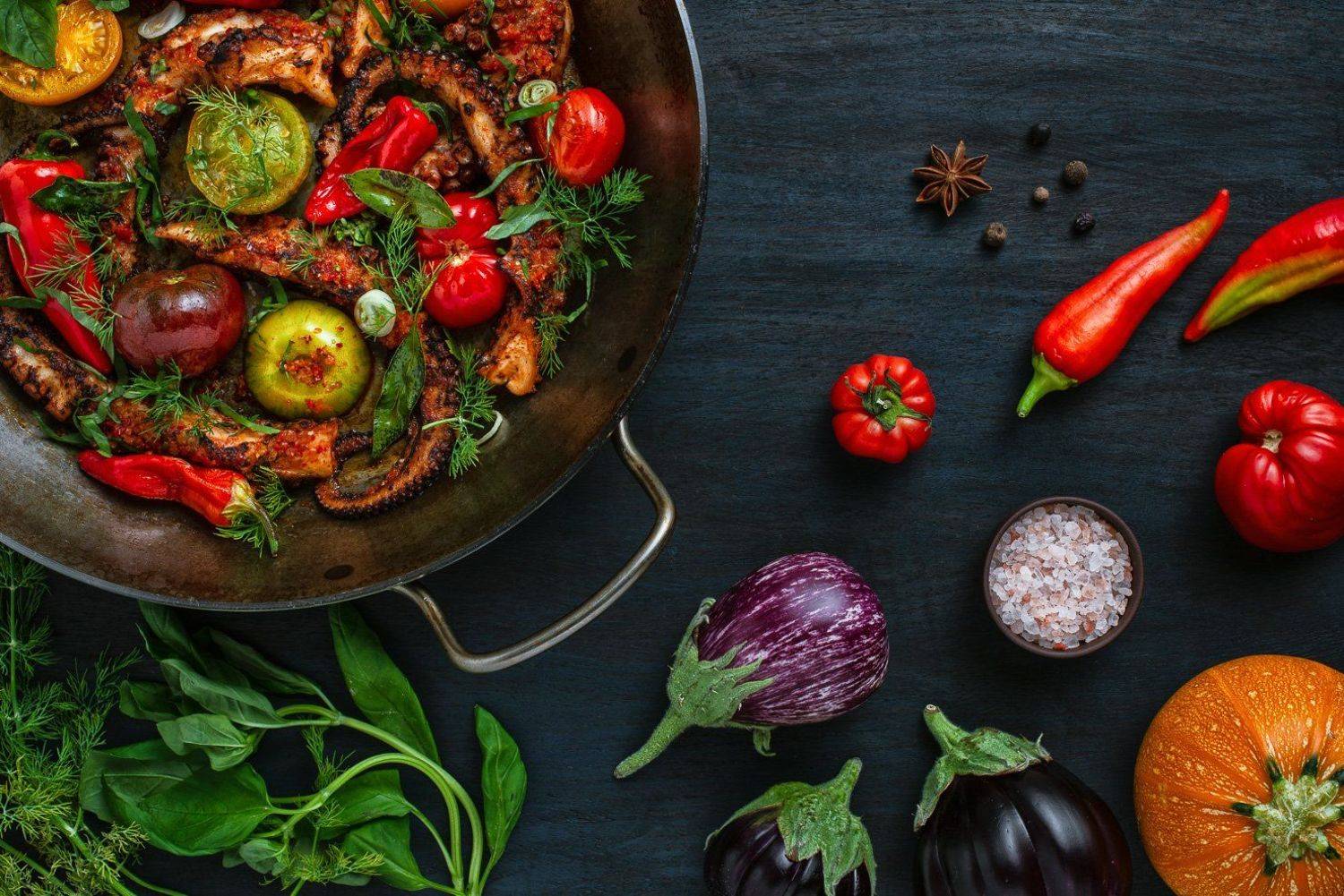 SPY-SEA. Автор: LESCHALLIER-PERSONAL ART food; pepper; sea, fish; cook, cooking, salt, spyce, octopus;, LESCHALLIER-PERSONAL ART