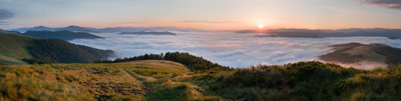 карпаты, горы, утро, туман, восход Море волнуетсяphoto preview