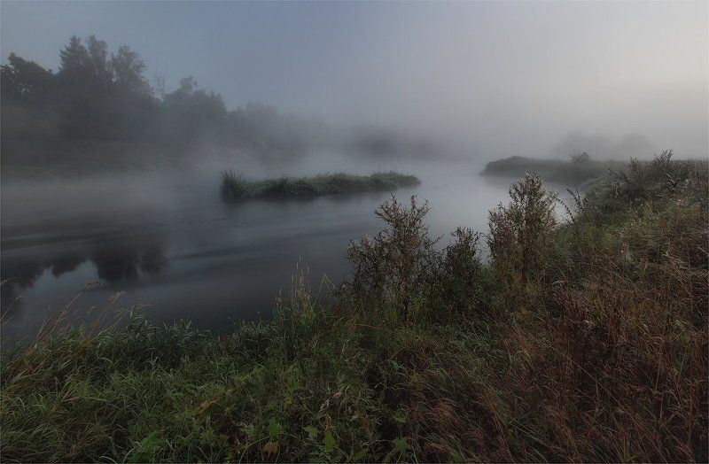утро, туман, река предрассветная пораphoto preview