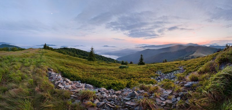 карпаты, горы, вечер, туман, небо, камни Тихий вечер в Карпатахphoto preview