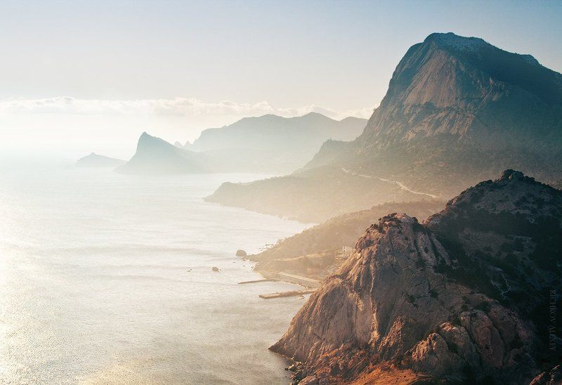 судак, зима, горы, море, скалы, бухта, Поднебесьеphoto preview