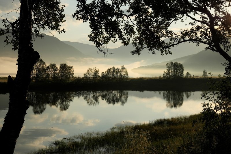 норвегия, лофотены, отражение, небо, лес, озеро, norway, lofotens, reflection, sky, forest, lake Скандинавская пасторальphoto preview