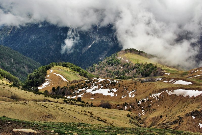 горы, Кавказ, облака, Теберда ***photo preview