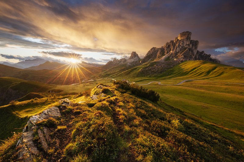 clouds, sky, sunset, mood, rain, sunset, dolomites, alps, dolomiti, italy, italia, mountains, unesco, peaks Mountain Dramaphoto preview