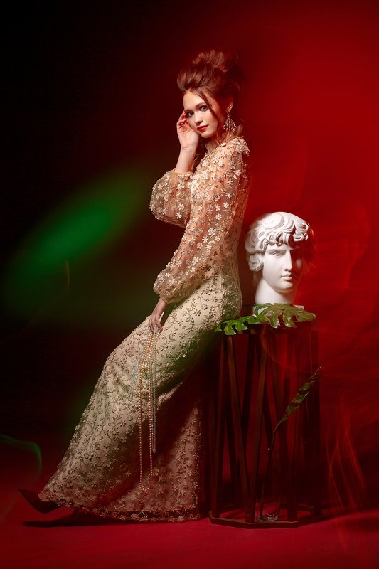 красный, портрет, смешанный свет, зеленый photo preview