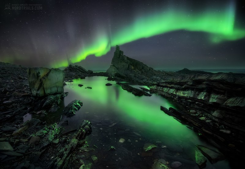 кольский, кольский полуостров, рыбачий, северное сияние, полярное сияние, север Ночь сияний на полуострове Рыбачийphoto preview