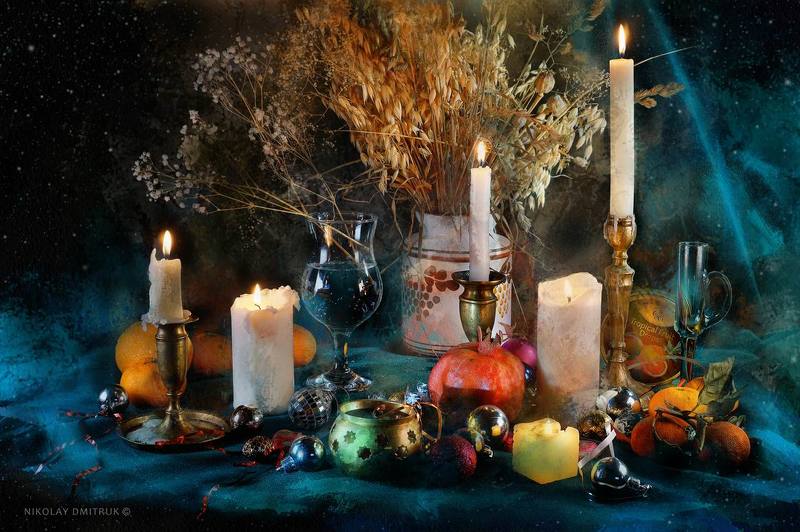 натюрморт свечи. новогодний 2019photo preview