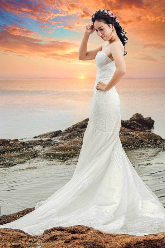 девушка, портрет, азиатка, небо, закат,   ***photo preview