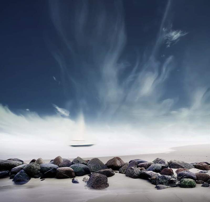 sky, rocks, water, boat, sea, beach *photo preview
