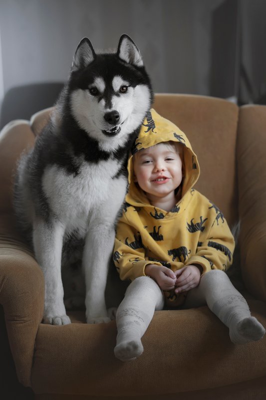 дети, хаски Best friendsphoto preview