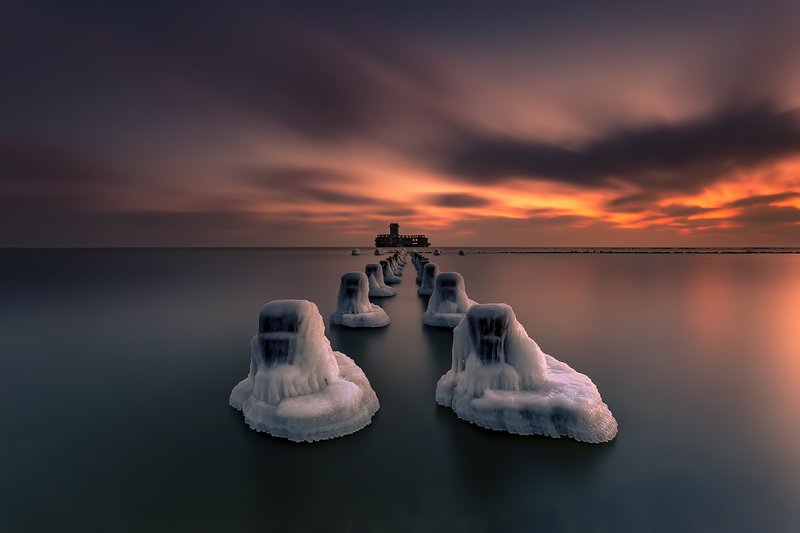 baltic sea, Torpedowaffenplatz Hexengrund, poland, gdynia, babie doly, sunrise, dawn, long exposure, snow, ice, frost Ice spiritsphoto preview