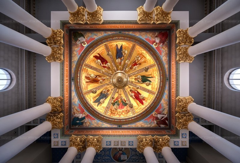 потолок, ceiling, ceiling-art, capriccio, veduta, photoartist, ведута, каприччио, фотохудожник, храм, россия, артем мирный, курск, russia, artyom mirniy, kursk, church, Храм в честь Великомученика Георгия Победоносца фото превью