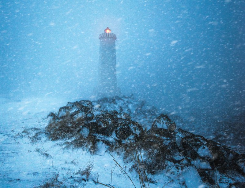 akranes, lighthouse, snowstorm Akranes lighthouse in snowstormphoto preview