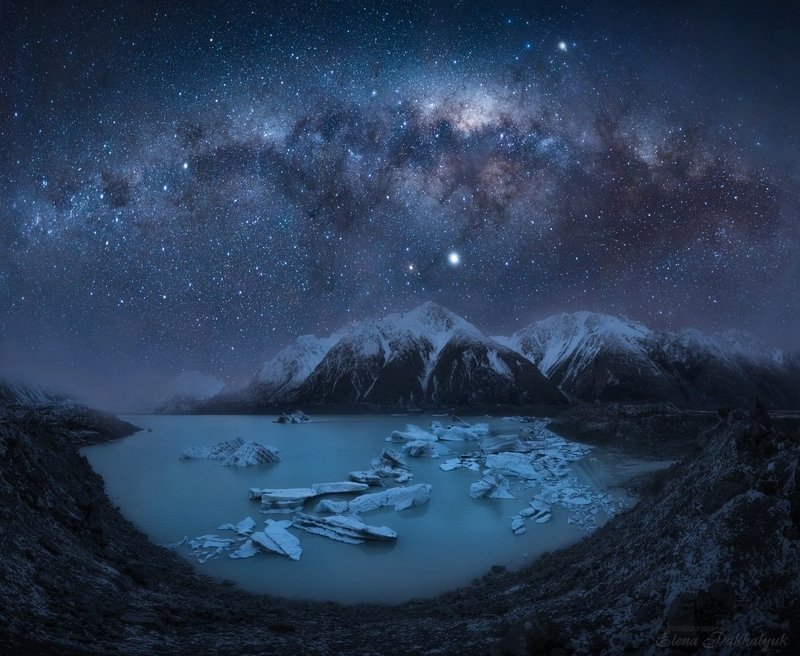 новая зеландия,тасман,млечный путь,звезды,ночь,ночной пейзаж,фототур,природа,горы,зима,ледник,снег Тасман Лэйкphoto preview
