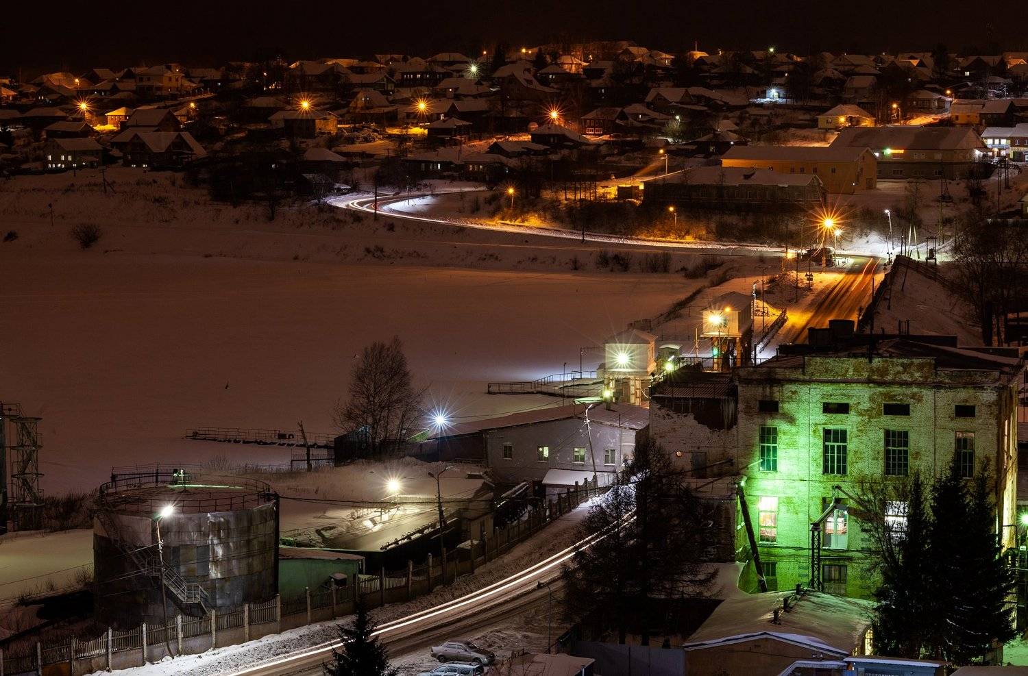 лысьва, свято-троицкого храм, колокольня, ночной город, Андрей Козлов