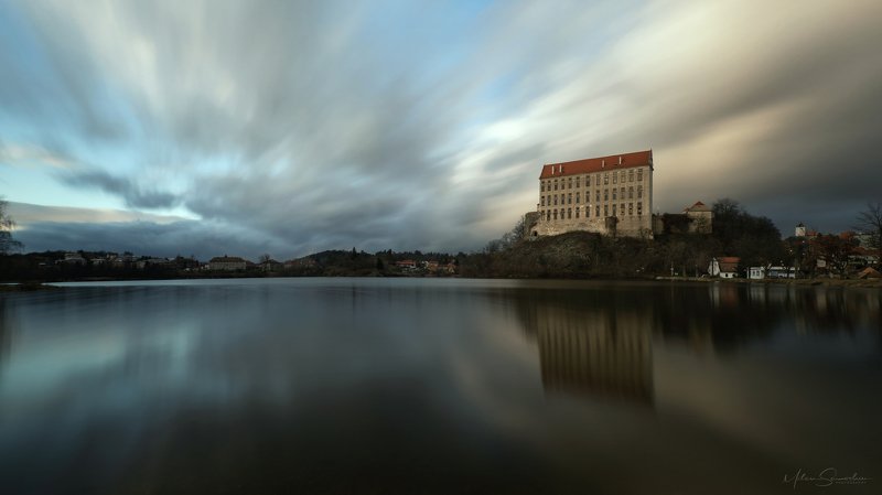 sky, kastle, longexpoure,lake, Before duskphoto preview
