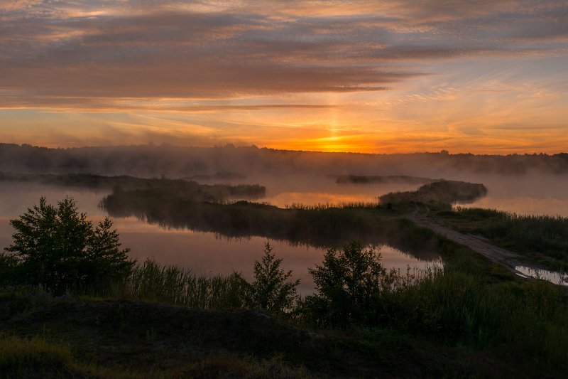рассвет,туман,озеро Колдовское озероphoto preview