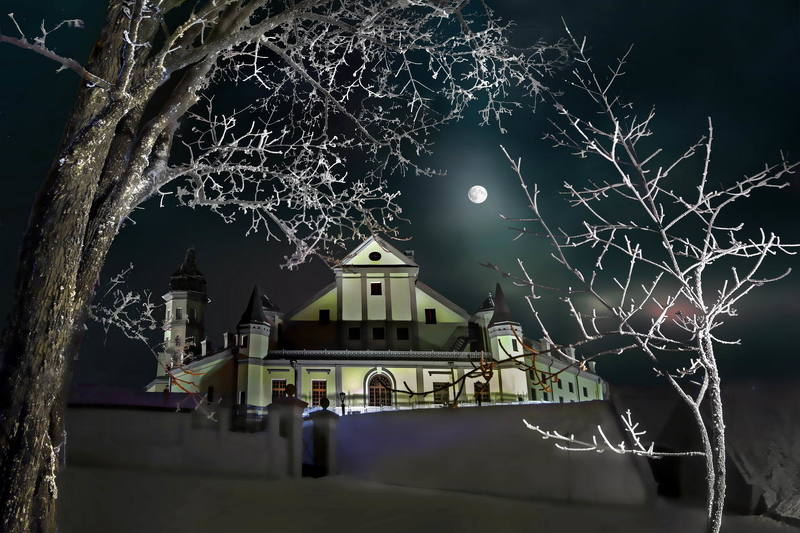 беларусь, несвиж, замок, радзивиллы Лунное сияние над замком Радзивиллов в Несвижеphoto preview