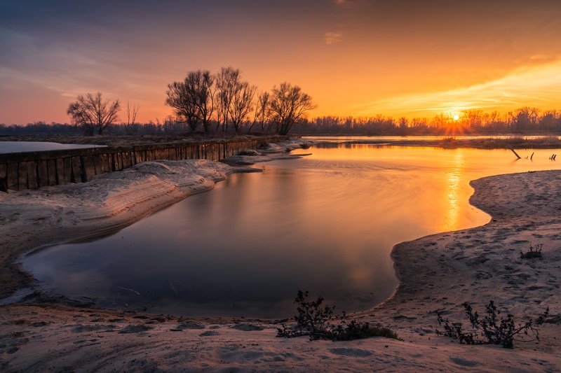 sunset, vistula, river, water, landscape, nature, tree, sand, Vistula Sunsetphoto preview