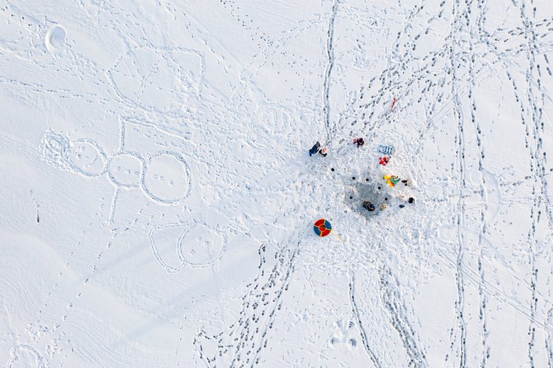 аэросъемка, владивосток, приморье, семья, лед, рыбалка, подледный лов, квадрокоптер, зима Когда всей семьей на рыбалке)photo preview