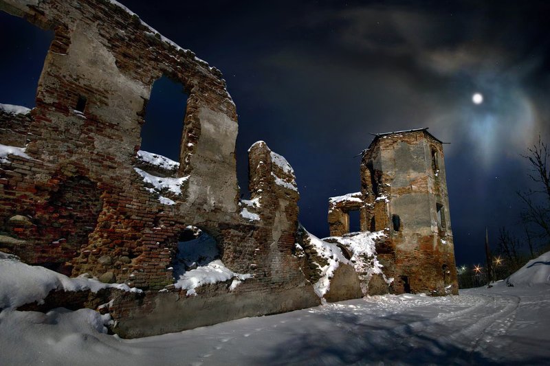 беларусь, звезды, зима, луна, мороз, ночь, снег, замок, гольшаны, вечера-на-хуторе Волшебная лунная ночь в Гольшанах фото превью