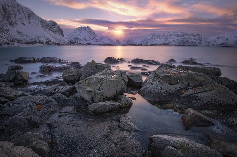 норвегия лофотены lofoten norway закат Норвежский вечерphoto preview