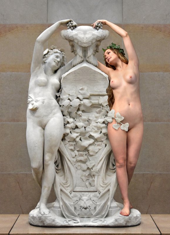 sculpture, art, museum, marble, stone, girl, nude, model, posing, alive, paris, myth, greek, orsay, bacchante Мрамор XXIphoto preview