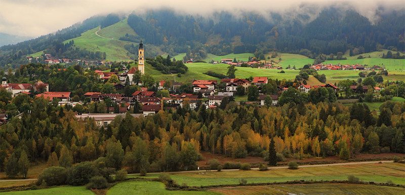 германия, бавария, альпы Туманно-мокрая погодаphoto preview