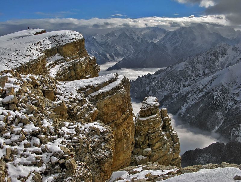 горы,кавказ,осетия,поход,зима,скалы,облака О больших горах и маленьком человекеphoto preview
