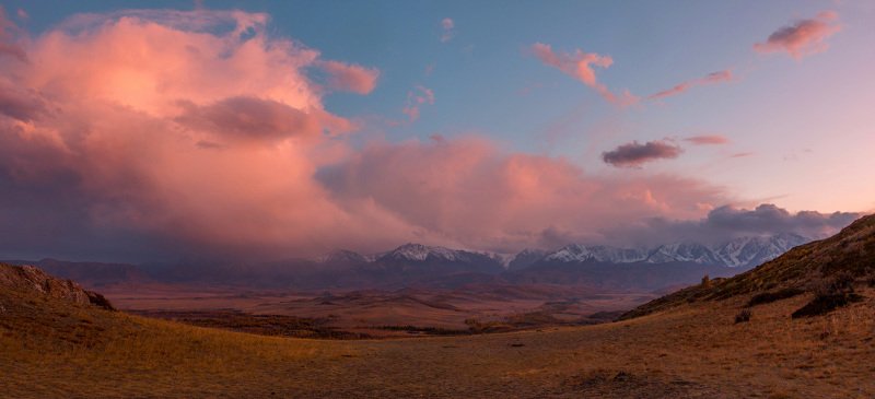 горный алтай, северочуйский хребет, курайская степь Взгляд на закат в Курайской степи фото превью