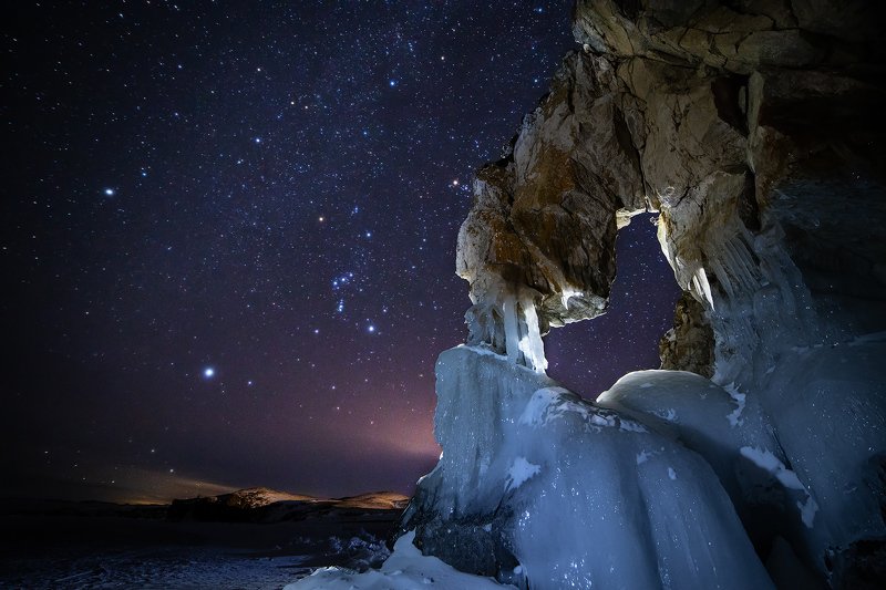 байкал, огой, ольхон, лед, зима, озеро Ночь на Байкалеphoto preview