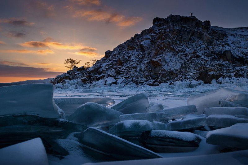 лед, закат, вечер, ольхон Во льдахphoto preview