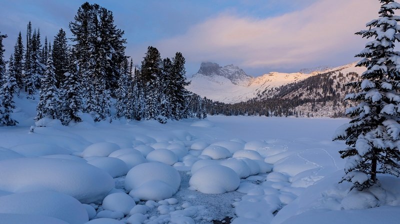 ергаки, ручей, светлый, зима, озеро, птица, январь, мороз, исток, вечер, шары Величиеphoto preview