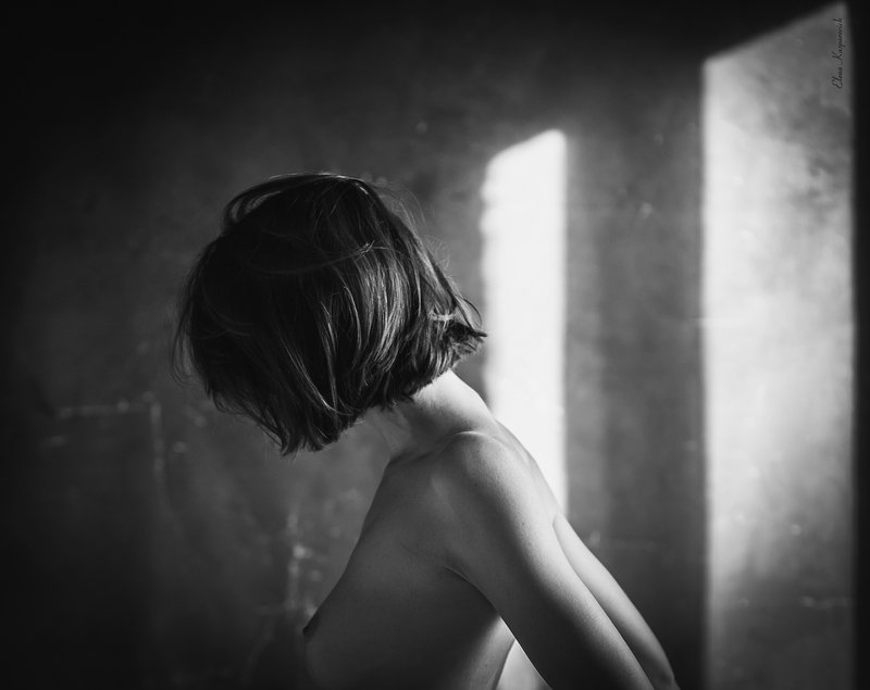 ню, чб, девушка photo preview