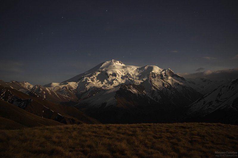 горы, кавказ, эльбрус, ночь, звезды Ночной Эльбрусphoto preview