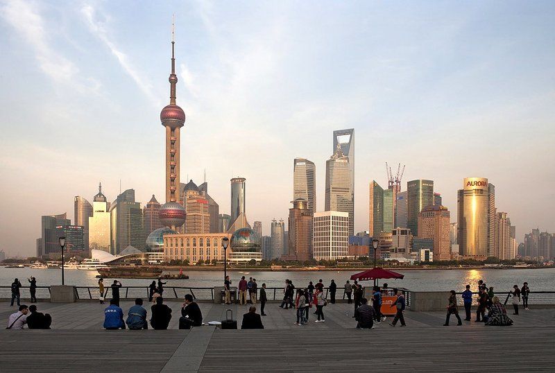 китай, шанхай, закат, набережная, бунд, вайтань ***photo preview