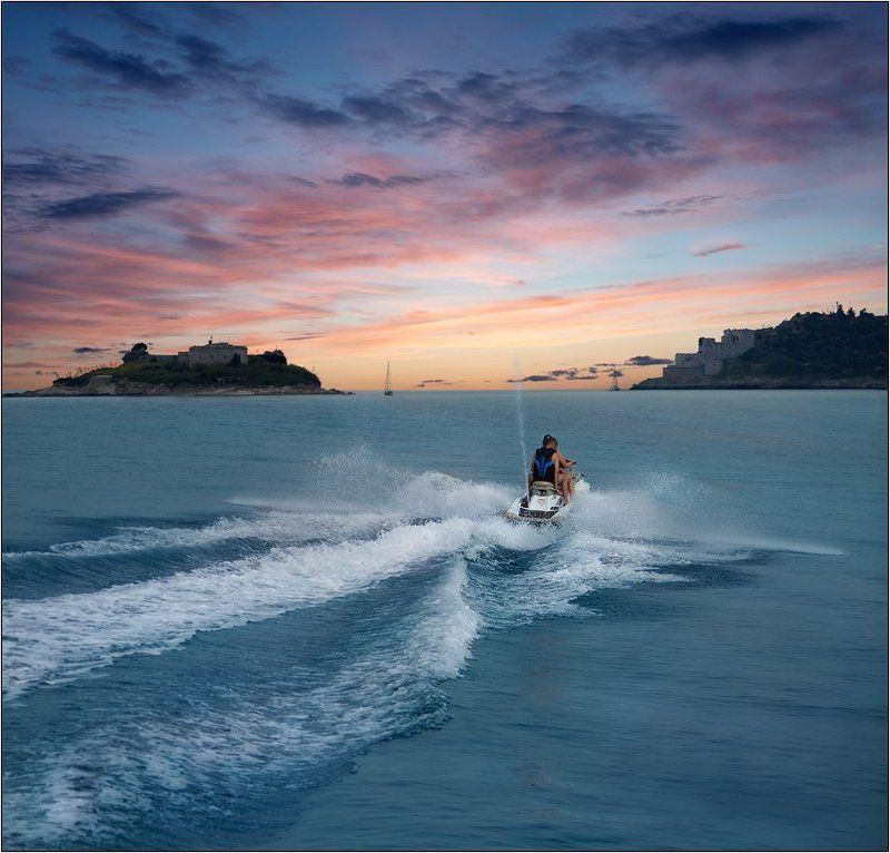 закат, море, скутер, адриатика, море, бухта, боко-котор Вечерphoto preview