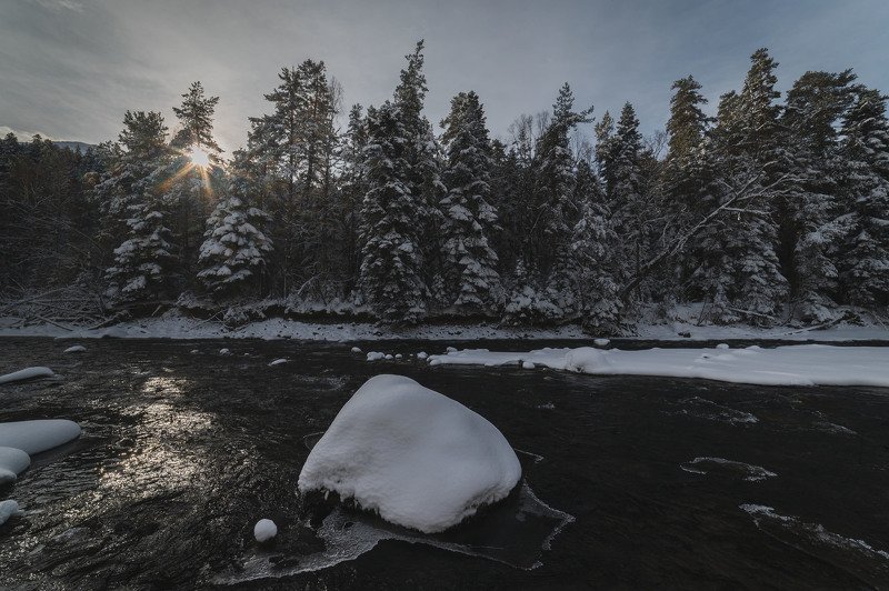 mountains nature winter arkhyz snow river Arkhyz.photo preview