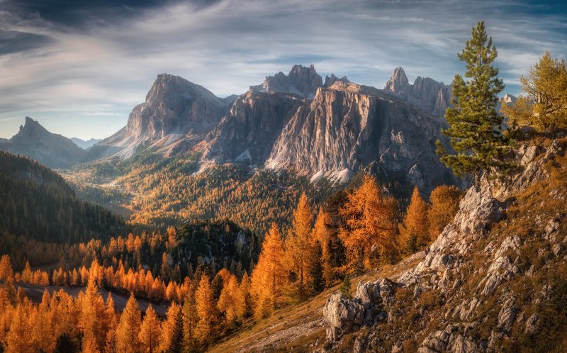 Cinque Torri, Чинкве-Торри, Доломиты, Италия Осенний вечер photo preview