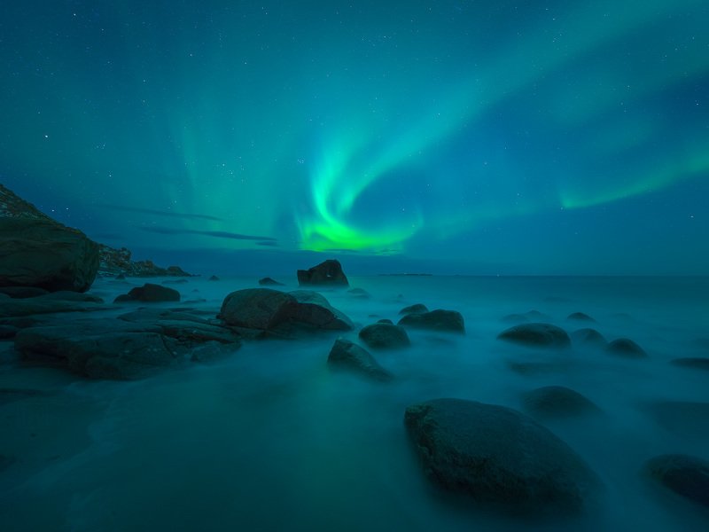 норвегия, лофотены, lofoten, norway, ночь, night, сияние, aurora Норвежская ночьphoto preview