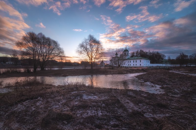 рассвет, утро, зима, монастырь Зимний рассветphoto preview