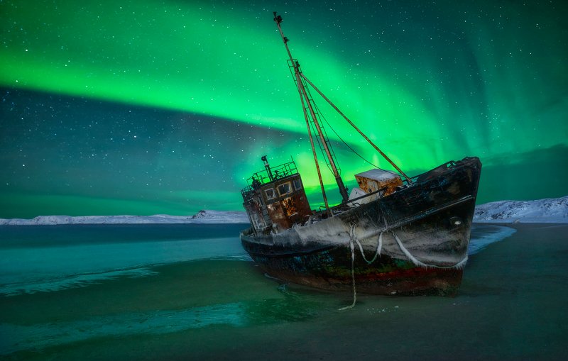 aurora borealis,  северное сияние, териберка, teriberka После штормаphoto preview