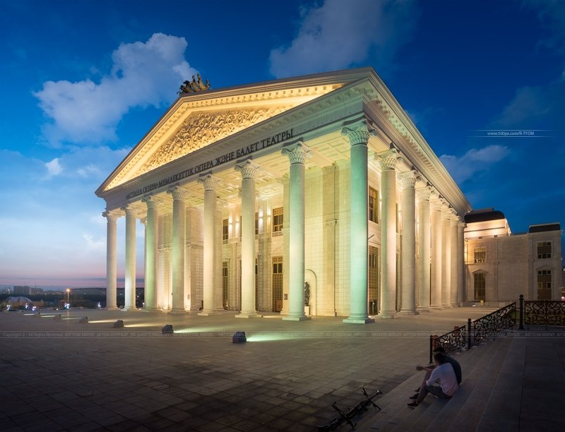 нур-султан, астана, казахстан, артем мирный, astana, kazakhstan, artyom mirniy, байтерек, bayterek, хан шатыр, небо, облака, опера, театр Государственный театр оперы и балета «Астана-опера»photo preview