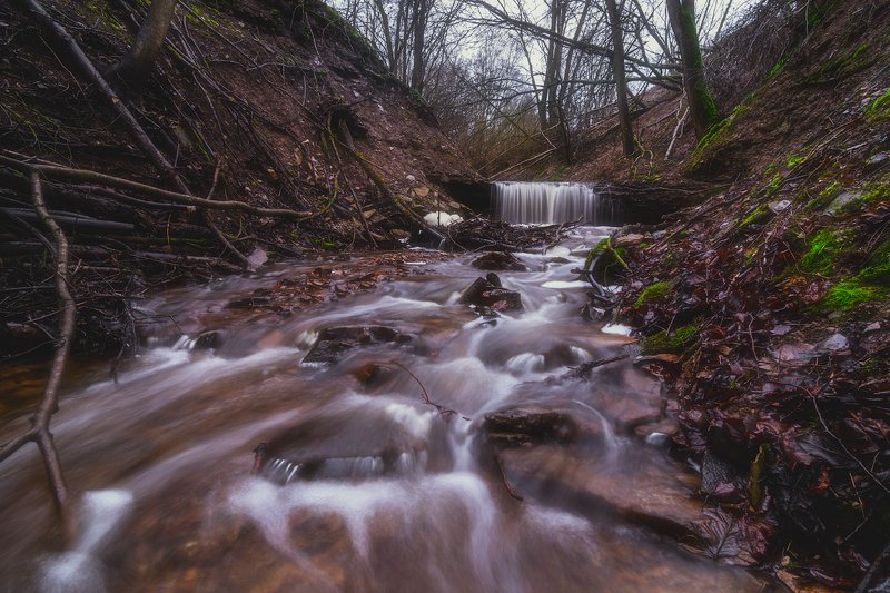 зима. водопад, вода, лес, лесной ручей ***photo preview