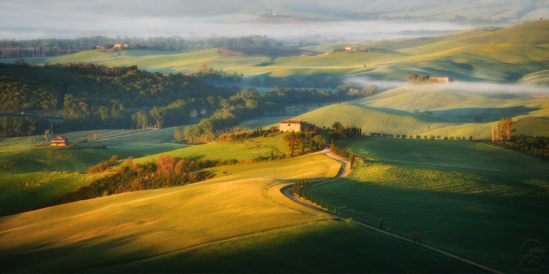 пейзаж, природа, поле, тоскана, вилла, весна Утреннее солнце Тосканыphoto preview