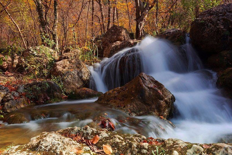 крым, река, чёрная, осень Молочный каскадphoto preview