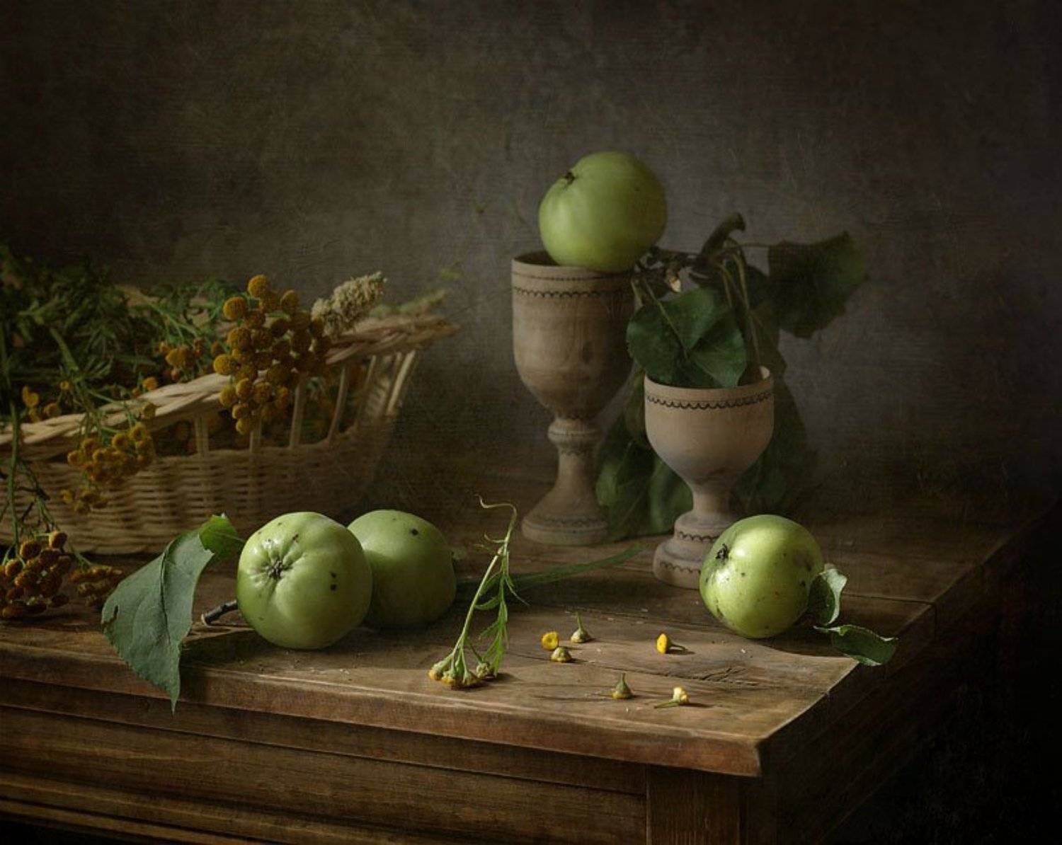 натюрморт., яблоки., корзинка., пижма, Галина Рябикова-Багузова